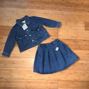NWT Girls Size 5T Scout & Story Denim Outfit - Button Up Jacket & Pleated Skirt